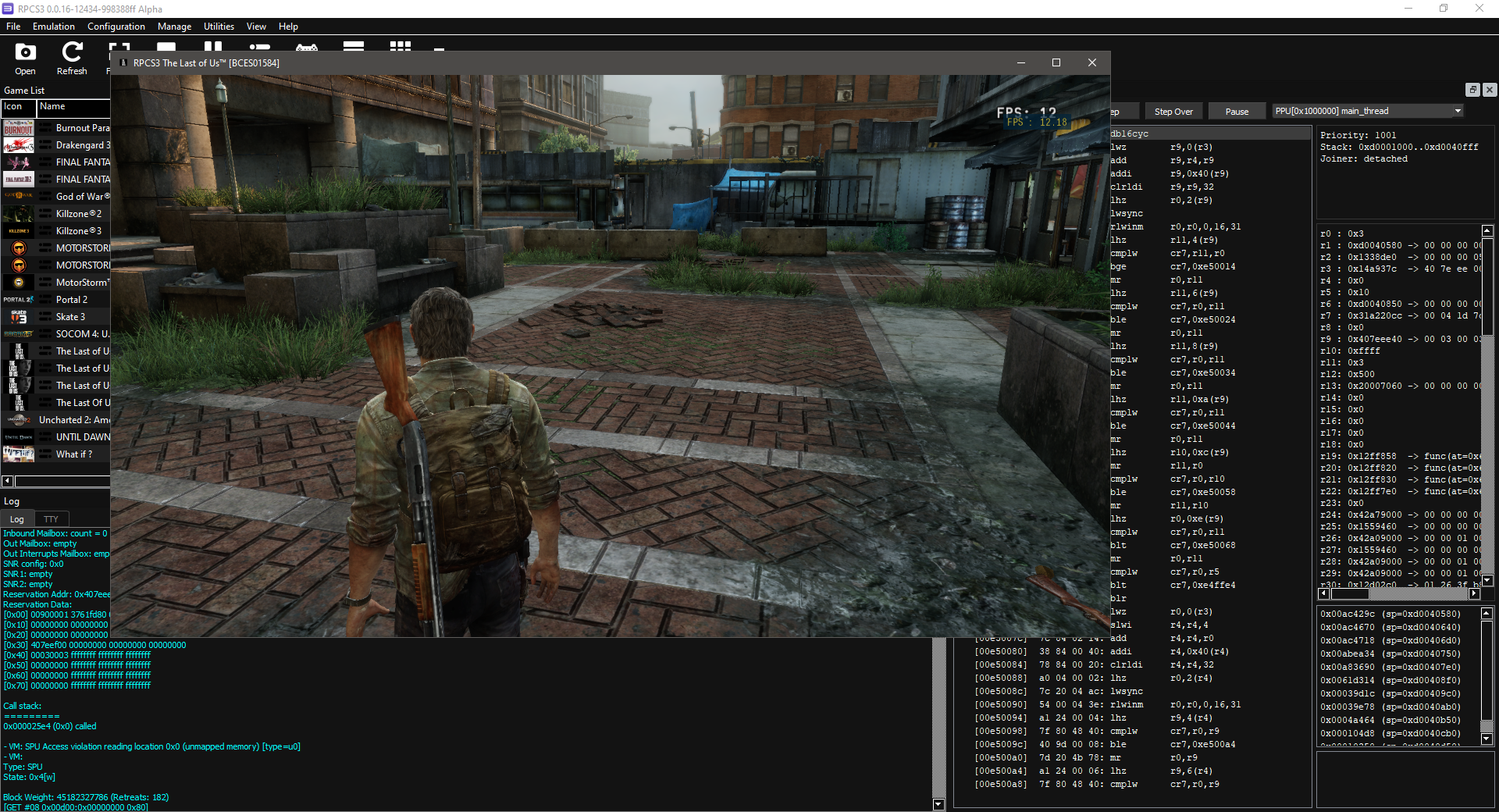 RPCS3 PS3 Emulator - The Last of Us Ingame! OGL (717f2b0 + WIP